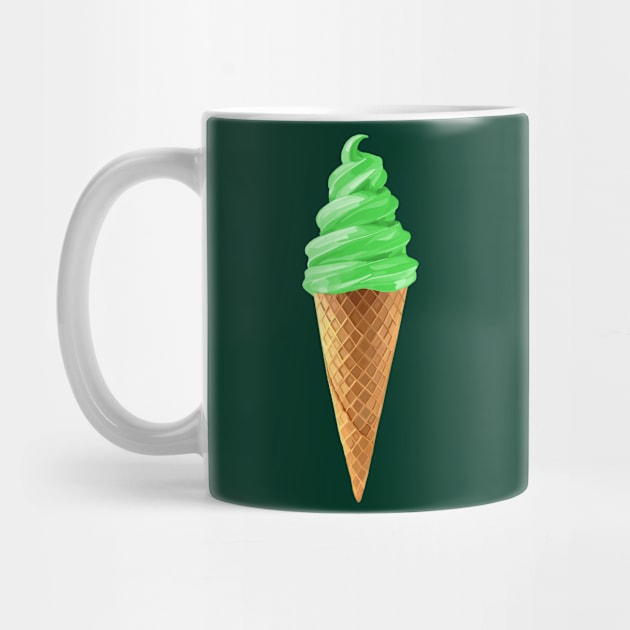 Green Mint Soft Serve Ice Cream Cone by Art by Deborah Camp